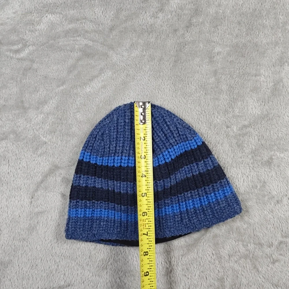 Patagonia Beanie Mens One Size Blue Striped Merino Wool Fleece Lined 29120